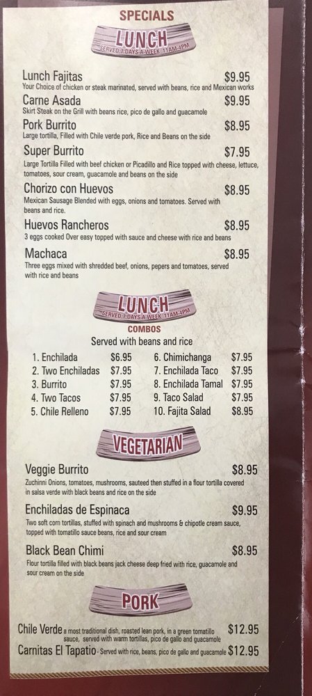 El Tapatio Mexican Grill Menu - Image 2